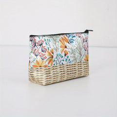 Floral Print Cosmetic Bag For Women Roomy Zipper Makeup Pouch