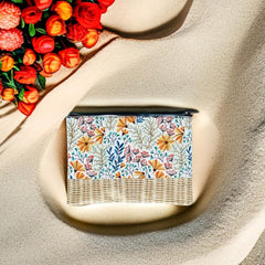 Floral Print Cosmetic Bag For Women Roomy Zipper Makeup Pouch