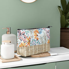 Floral Print Cosmetic Bag For Women Roomy Zipper Makeup Pouch