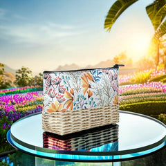 Floral Print Cosmetic Bag For Women Roomy Zipper Makeup Pouch