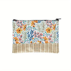 Floral Print Cosmetic Bag For Women Roomy Zipper Makeup Pouch