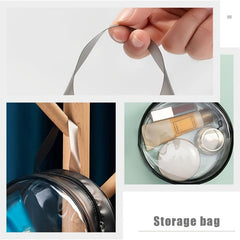 Transparent Toiletry Bag Handbag Round PVC Waterproof Zipper Cosmetic Bag