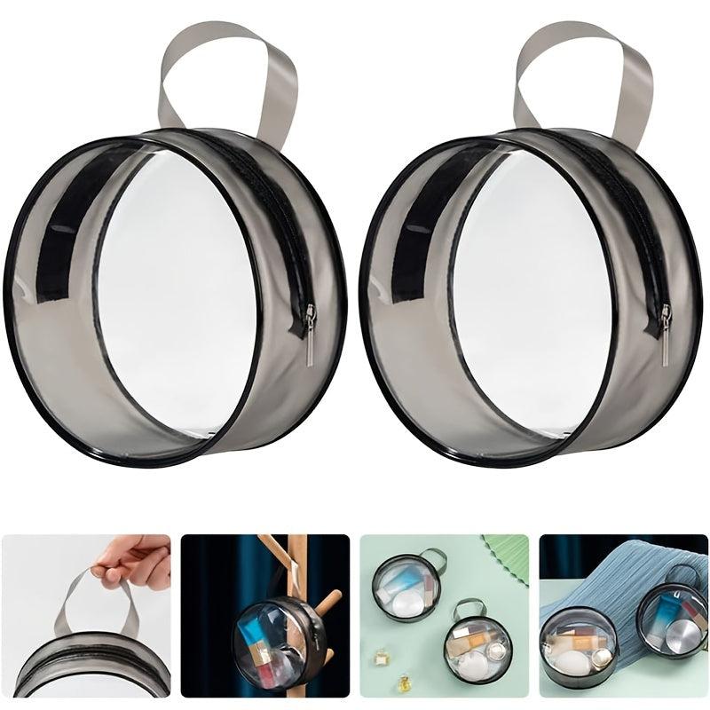 Transparent Toiletry Bag Handbag Round PVC Waterproof Zipper Cosmetic Bag