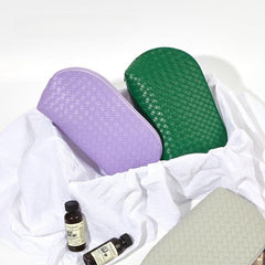 Classic Weaved Cosmetic Bag Waterproof PU Shell Zipper Makeup Pouch