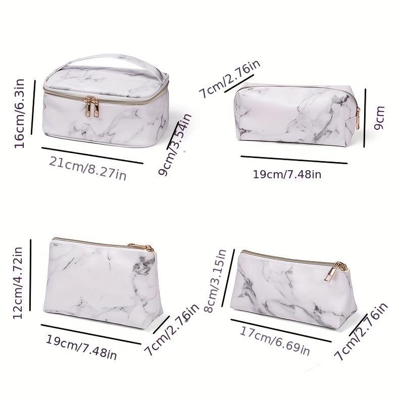 3Pcs Marble Pattern Makeup Bags Set