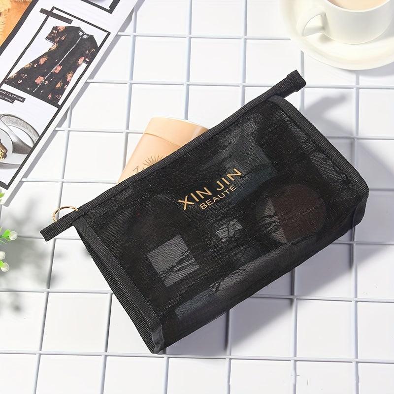 Travel Mesh Cosmetic Makeup Organizer Bag Zipper Mesh Cosmetic Bag 3 Sizes