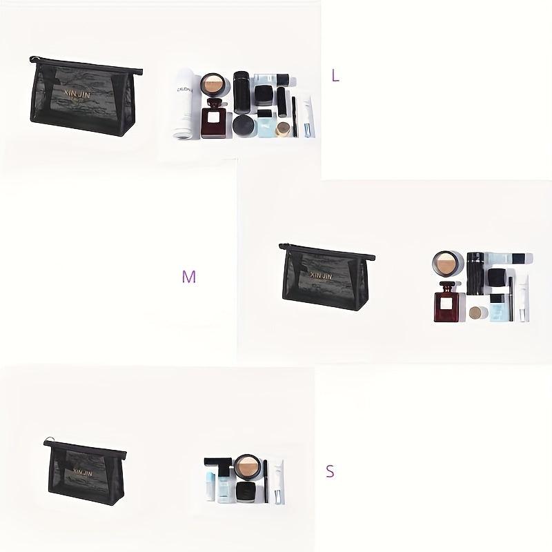 Travel Mesh Cosmetic Makeup Organizer Bag Zipper Mesh Cosmetic Bag 3 Sizes