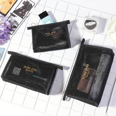 Travel Mesh Cosmetic Makeup Organizer Bag Zipper Mesh Cosmetic Bag 3 Sizes