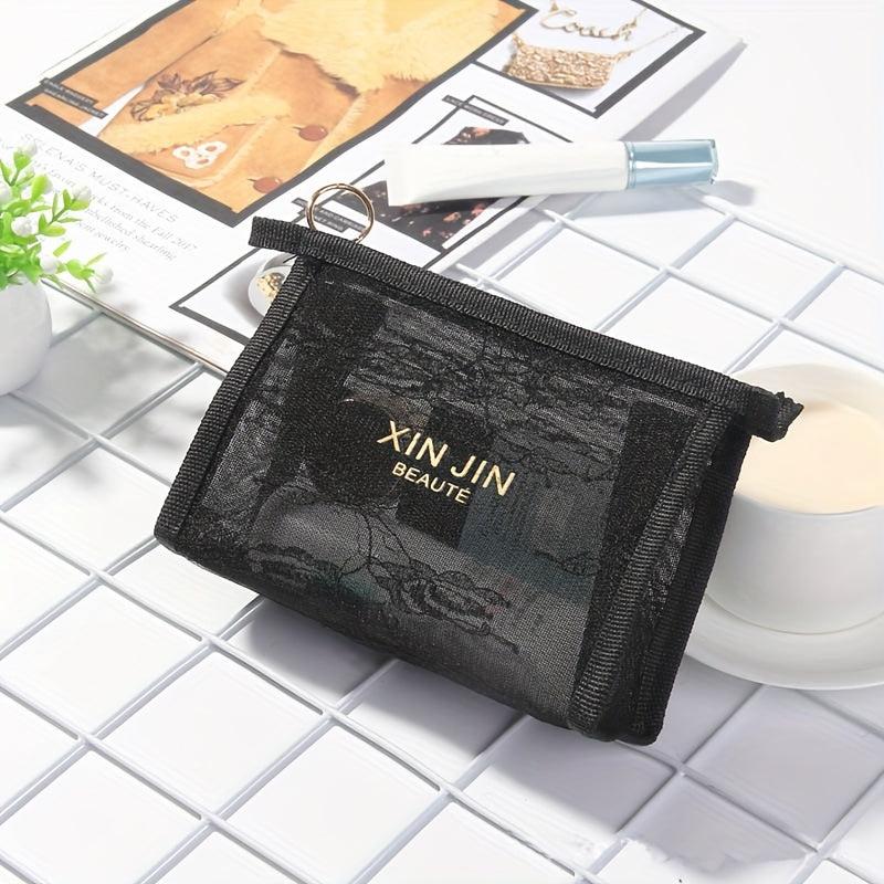Travel Mesh Cosmetic Makeup Organizer Bag Zipper Mesh Cosmetic Bag 3 Sizes