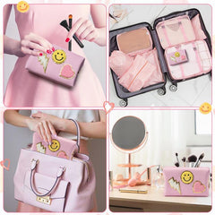 Preppy Patch Cosmetic Toiletry Bag Portable Waterproof Makeup Bag