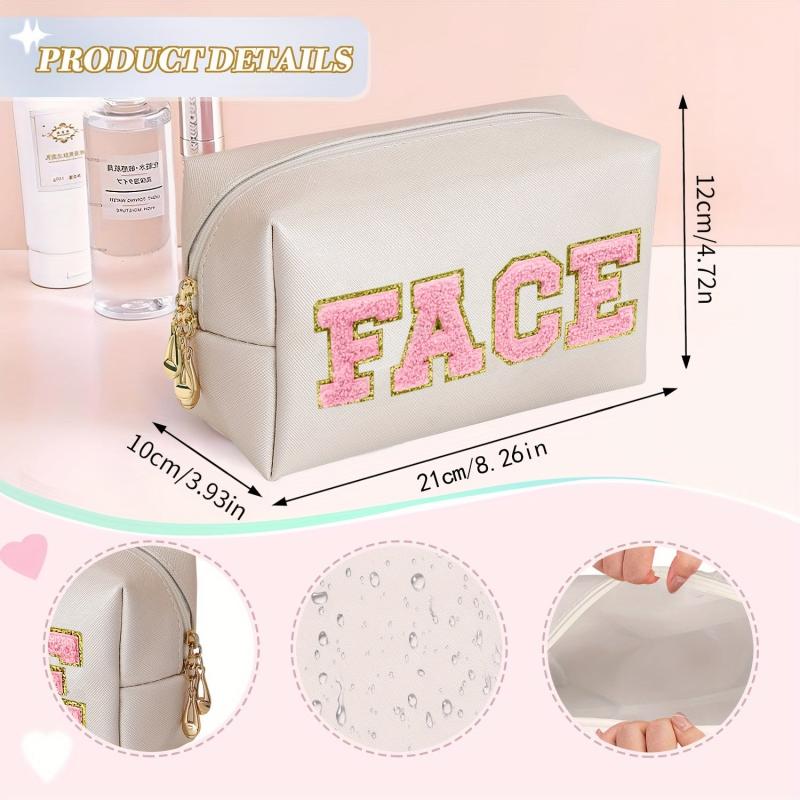 Chenille Letter Makeup Bag Organizer Case Zipper Cosmetic Pouch for Women