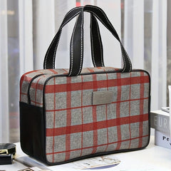 Plaid Print Makeup Bag Cosmetic Organizer Large Capacity Pouch