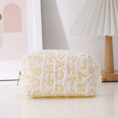 Letter Pattern Cosmetic Bag For Women Adorable Roomy Makeup Bag