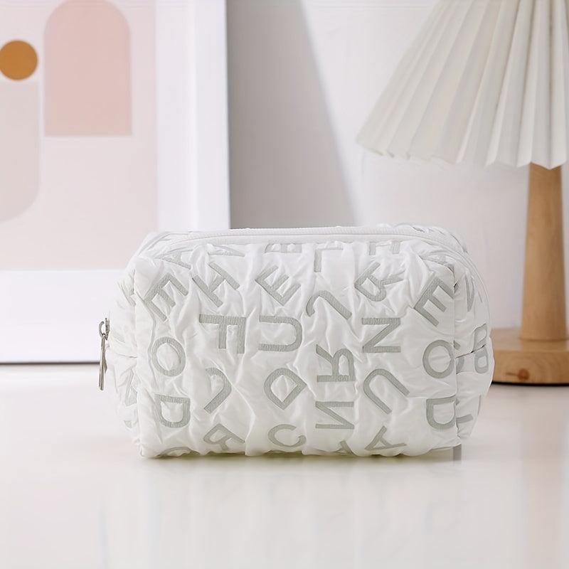 Letter Pattern Cosmetic Bag For Women Adorable Roomy Makeup Bag