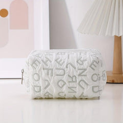 Letter Pattern Cosmetic Bag For Women Adorable Roomy Makeup Bag