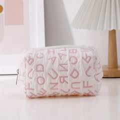 Letter Pattern Cosmetic Bag For Women Adorable Roomy Makeup Bag