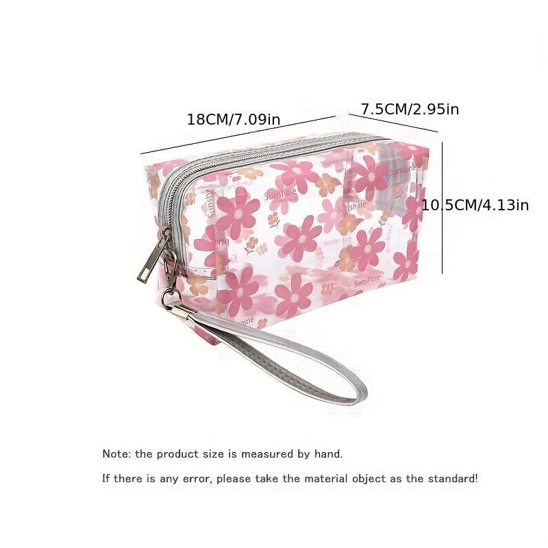 Floral Print Zipper Makeup Bag Waterproof Travel Toiletry Accessories Organizer