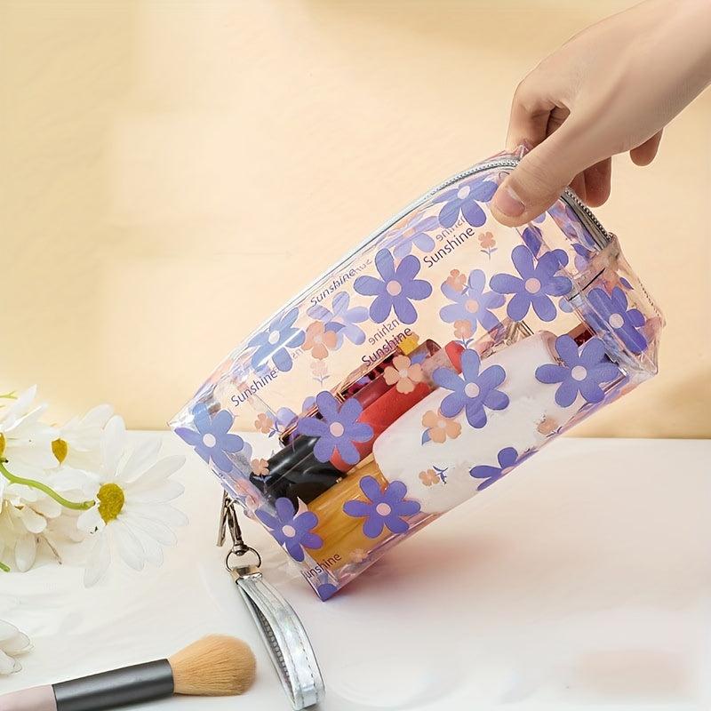 Floral Print Zipper Makeup Bag Waterproof Travel Toiletry Accessories Organizer