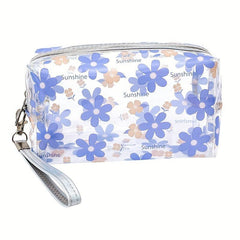 Floral Print Zipper Makeup Bag Waterproof Travel Toiletry Accessories Organizer