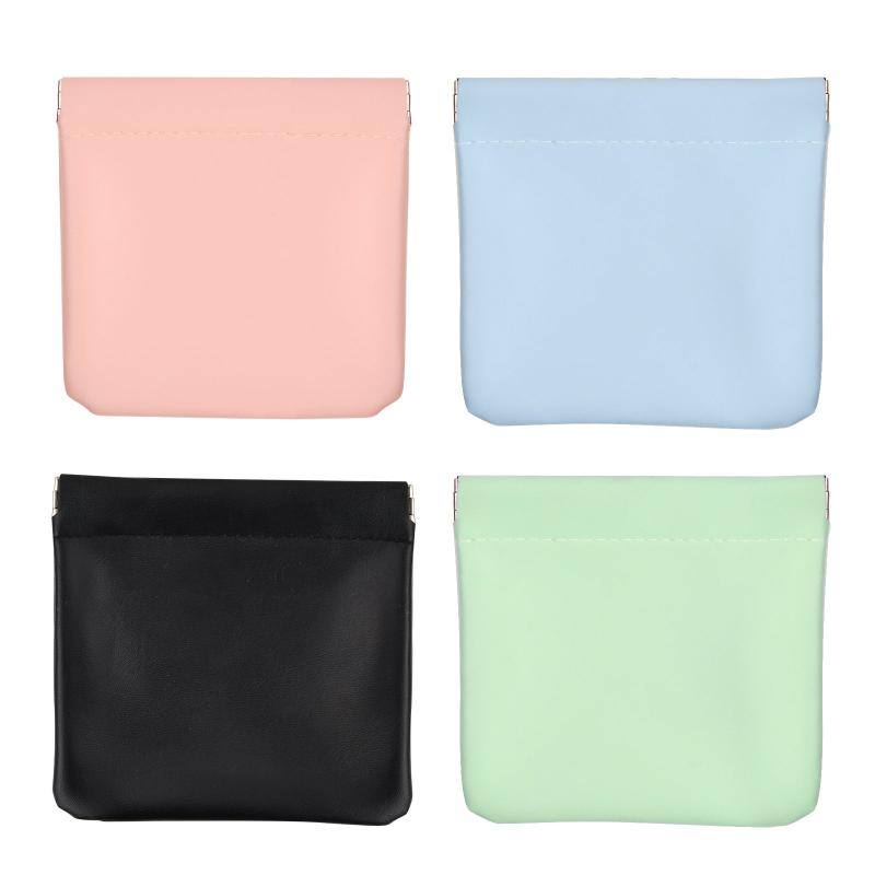 4pcs Mini Cosmetic Bag Portable Makeup Pouch Self Closing Storage Green Pink