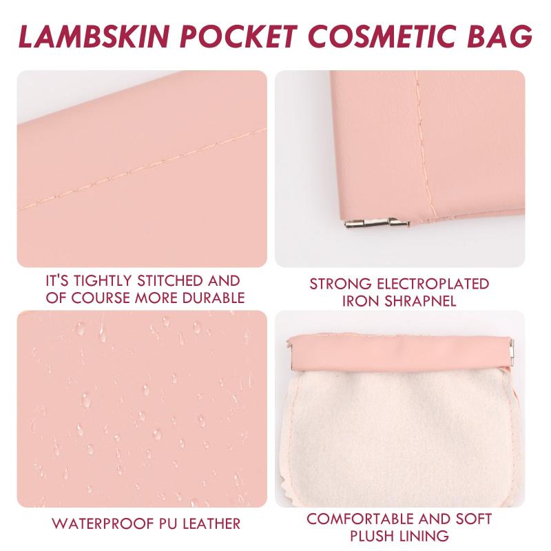 4pcs Mini Cosmetic Bag Portable Makeup Pouch Self Closing Storage Green Pink