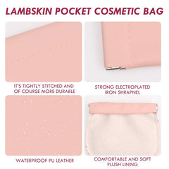 4pcs Mini Cosmetic Bag Portable Makeup Pouch Self Closing Storage Green Pink