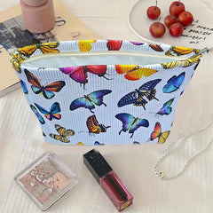 Skull Print Cosmetic Bag Roomy Makeup Travel Toiletry Organizer Gift