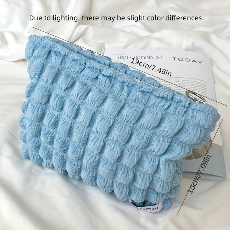 Solid Cosmetic Bag Makeup Organizer Zipper Clutch Toiletry Bag