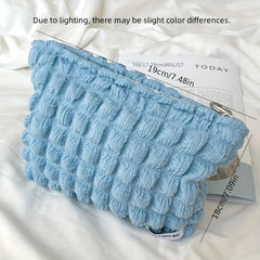 Solid Cosmetic Bag Makeup Organizer Zipper Clutch Toiletry Bag