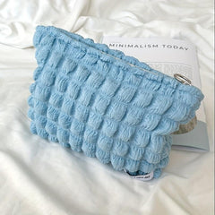 Solid Cosmetic Bag Makeup Organizer Zipper Clutch Toiletry Bag