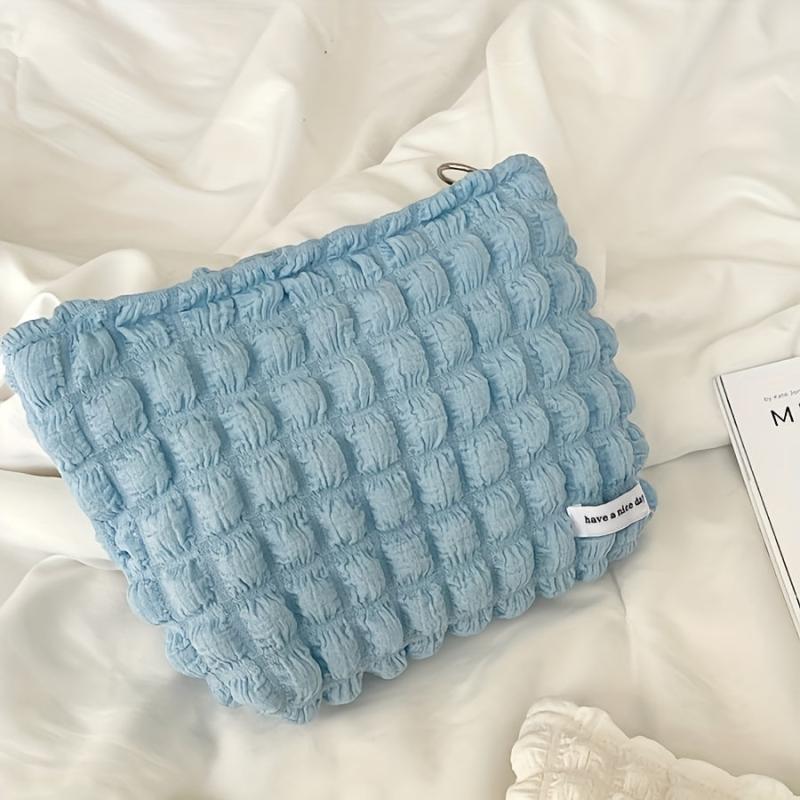 Solid Cosmetic Bag Makeup Organizer Zipper Clutch Toiletry Bag