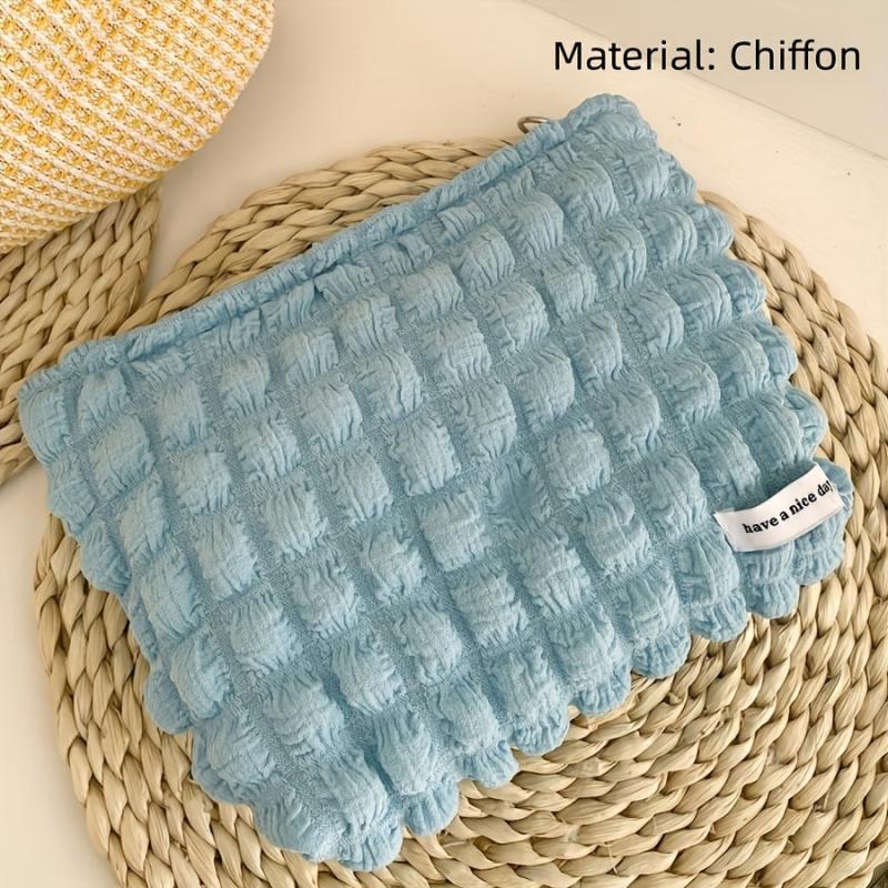Solid Cosmetic Bag Makeup Organizer Zipper Clutch Toiletry Bag
