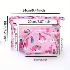 3Pcs Cartoon Makeup Bag Set Travel Toiletry Waterproof PVC Cosmetic Bag