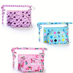 3Pcs Cartoon Makeup Bag Set Travel Toiletry Waterproof PVC Cosmetic Bag