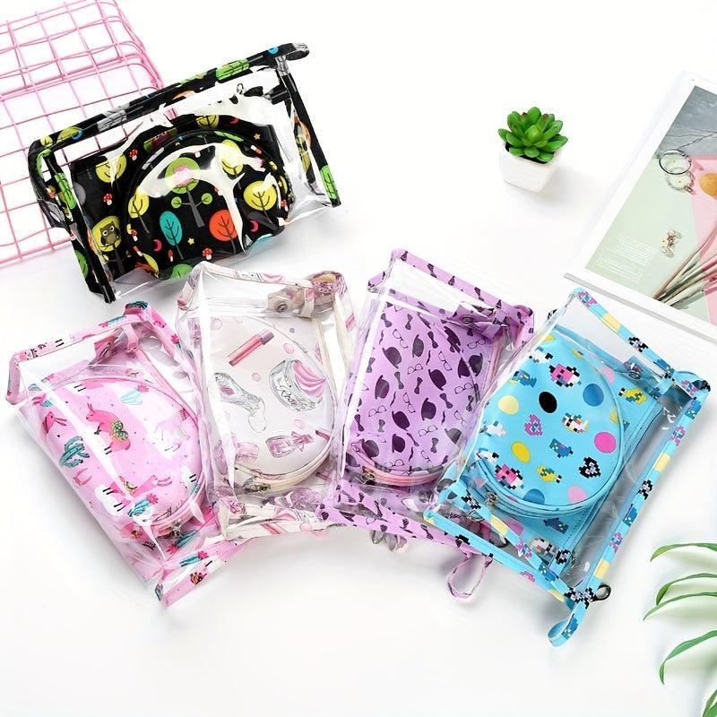 3Pcs Cartoon Makeup Bag Set Travel Toiletry Waterproof PVC Cosmetic Bag