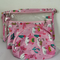 3Pcs Cartoon Makeup Bag Set Travel Toiletry Waterproof PVC Cosmetic Bag