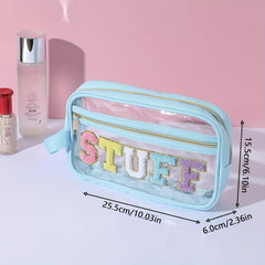Chenille Letter Clear Makeup Bags Drugs Pouch Preppy Patch Makeup Bag