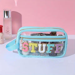 Chenille Letter Clear Makeup Bags Drugs Pouch Preppy Patch Makeup Bag