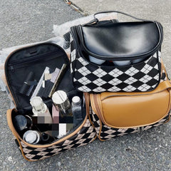 Plaid Pattern Makeup Bag Women's Multifunctional Waterproof Storage Bag
