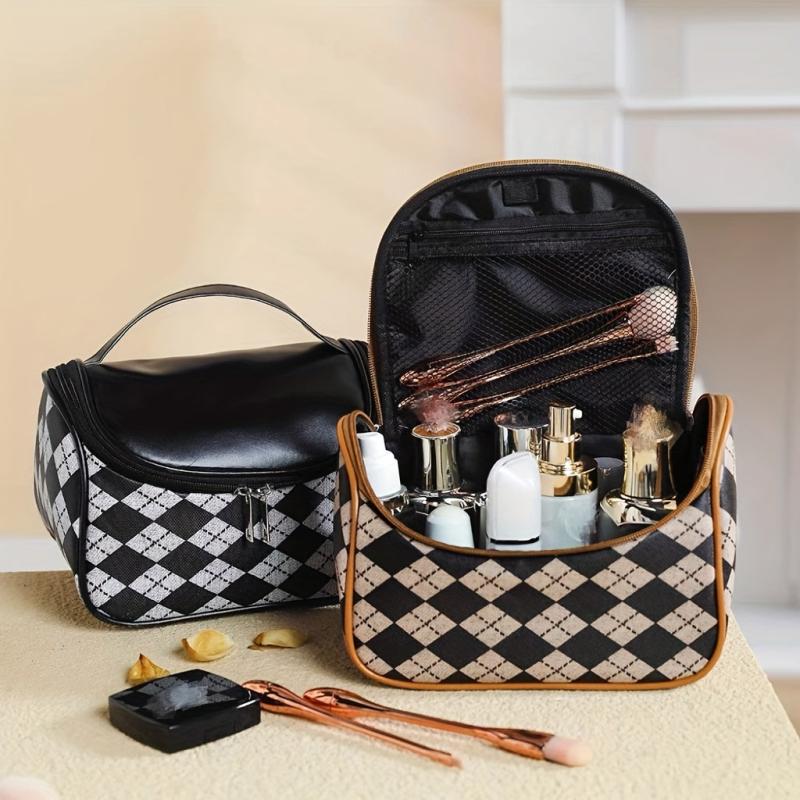 Plaid Pattern Makeup Bag Women's Multifunctional Waterproof Storage Bag
