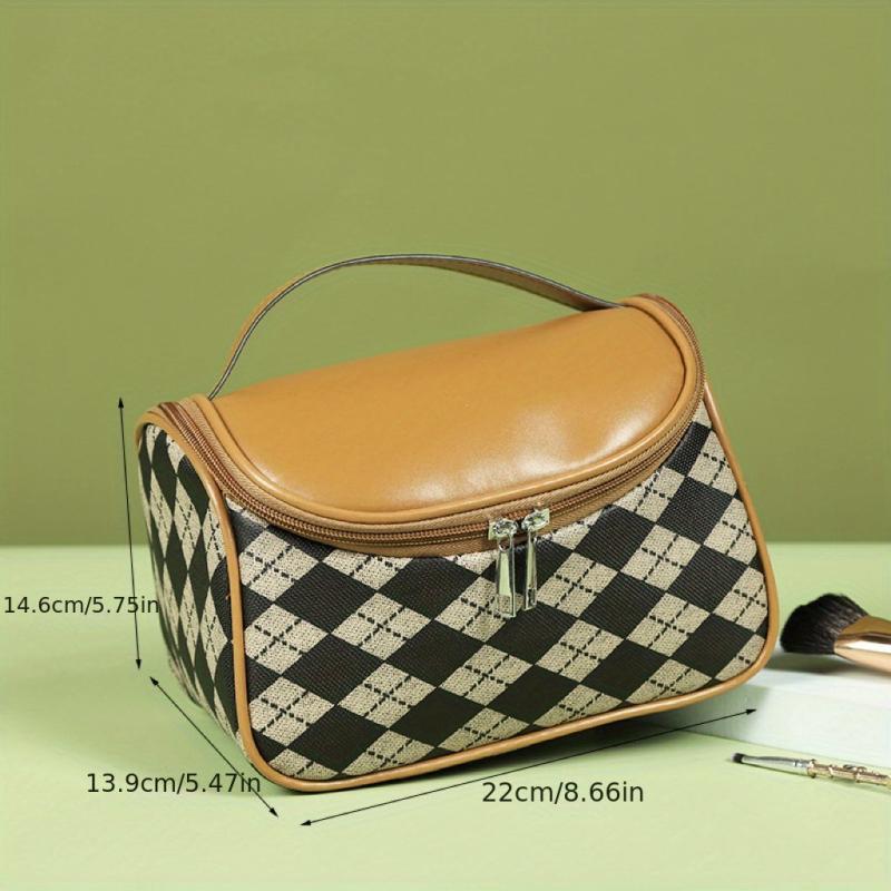 Plaid Pattern Makeup Bag Women's Multifunctional Waterproof Storage Bag