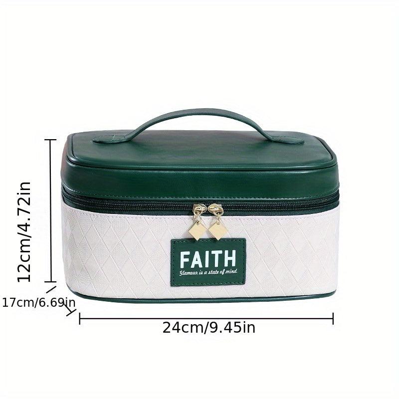 Plaid Pattern Square Makeup Bag Zipper Cosmetic Organizer