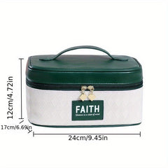 Plaid Pattern Square Makeup Bag Zipper Cosmetic Organizer