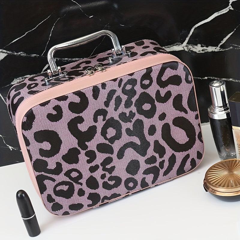 Leopard Print Travel Makeup Train Case