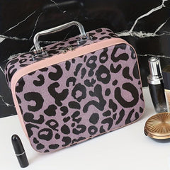Leopard Print Travel Makeup Train Case