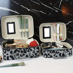 Leopard Print Travel Makeup Train Case