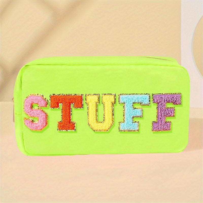Chenille Letter Cosmetic Bag Nylon Makeup Pouch