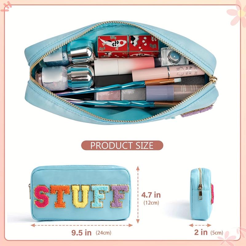 Chenille Letter Cosmetic Bag Nylon Makeup Pouch