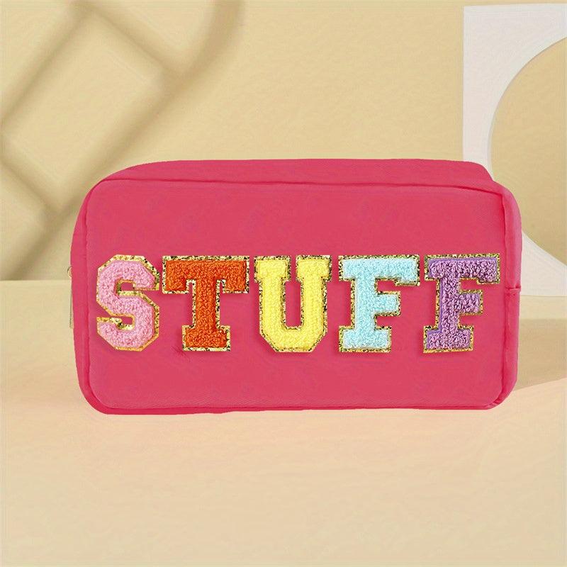 Chenille Letter Cosmetic Bag Nylon Makeup Pouch