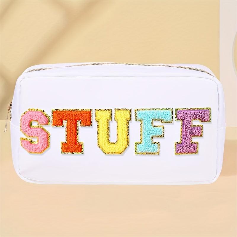 Chenille Letter Cosmetic Bag Nylon Makeup Pouch